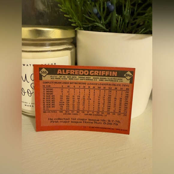 Topps Orange Alfredo Griffin Baseball Card - Picture 2 of 2